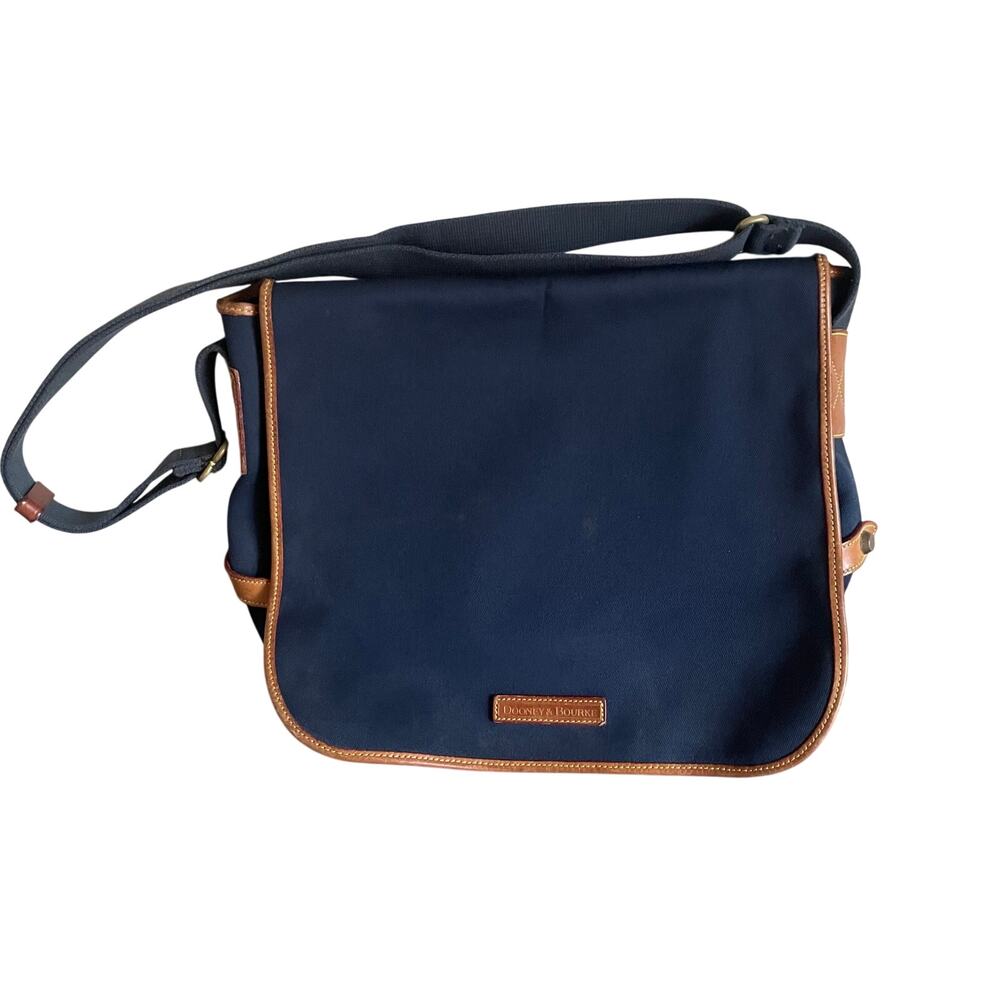 Vintage Dooney & Bourke Made in USA Navy Messenger Crossbody Heritage Bag Blue